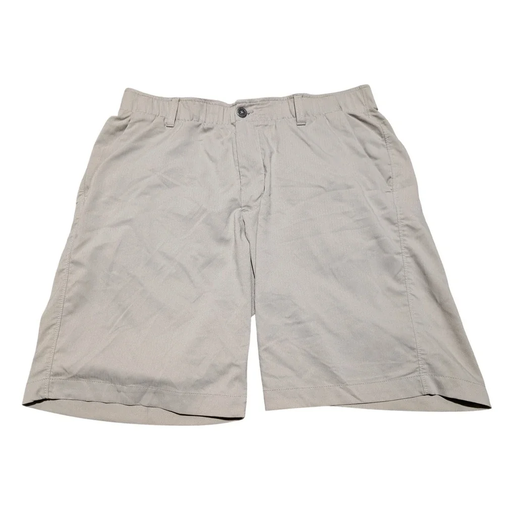 Under Armour Shorts Mens 36 Tan HeatGear Golf Herringbone Performance Athleisure